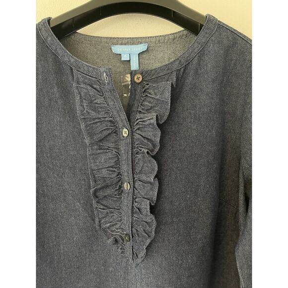 Draper James Chambray Ruffle Shift Dress New with Tags Size 6 - Picture 5 of 7